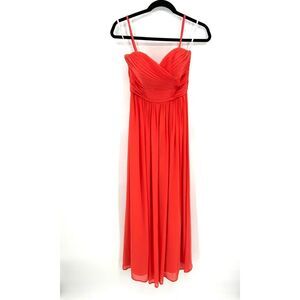 WATTERS & WATTERS Coral Orange Sweetheart Chiffon Maxi Bridesmaid Formal Dress 2